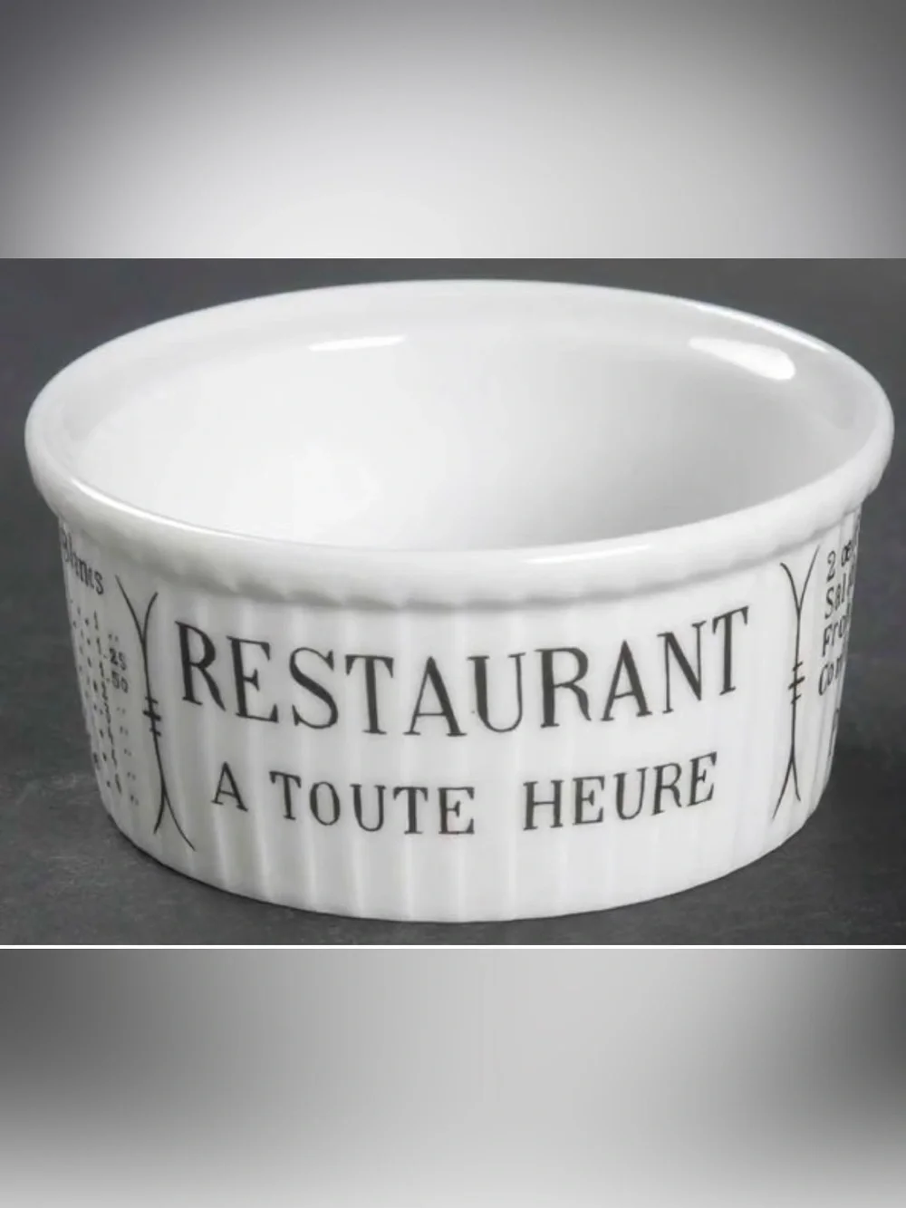 Pillivuyt France Brasserie Ceramic Ramekin Set of 5 Vintage Restaurant Motif